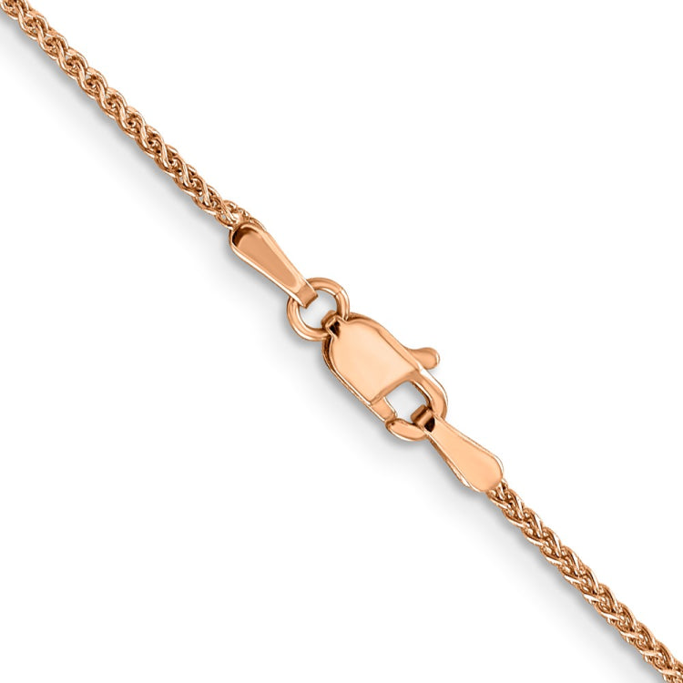 14K Rose Gold 18 inch 1.25mm Diamond-cut Spiga with Lobster Clasp Chain