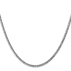 14K White Gold 20 inch 2.5mm Semi-Solid Curb with Lobster Clasp Chain