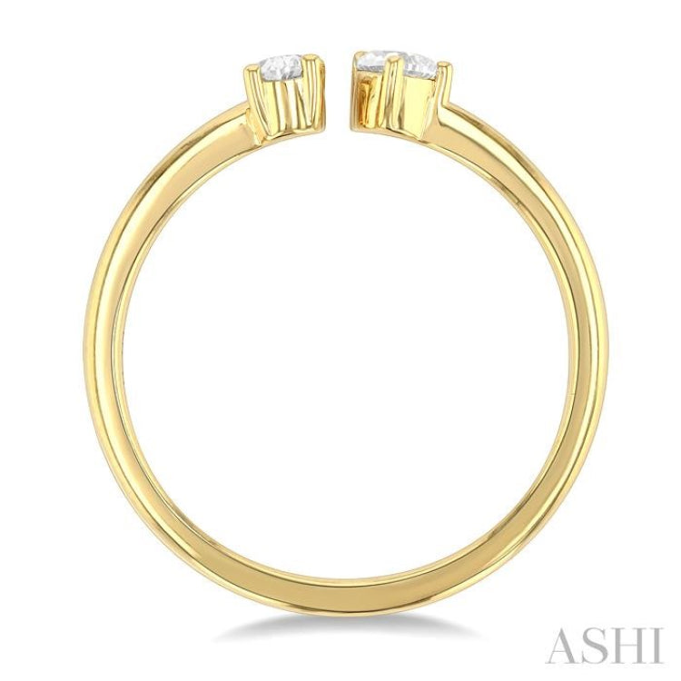 1/3 Ctw Toi Et Moi Oval and Pear Cut Diamond Open Fashion Ring in 14K Yellow Gold