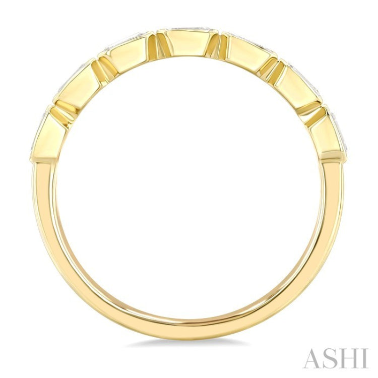 3/4 Ctw East-West Emerald Cut Bezel Diamond Fashion Band in 14K Yellow Gold