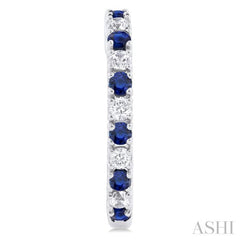 1.80 MM Round Shape Sapphire and 1/4 Ctw Round Cut Diamond Precious Hoop Earrings in 10K White Gold