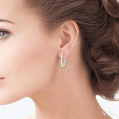 1 7/8 Ctw North-South Oval Cut Diamond Fashion Hoop Earrings in 14K White Gold