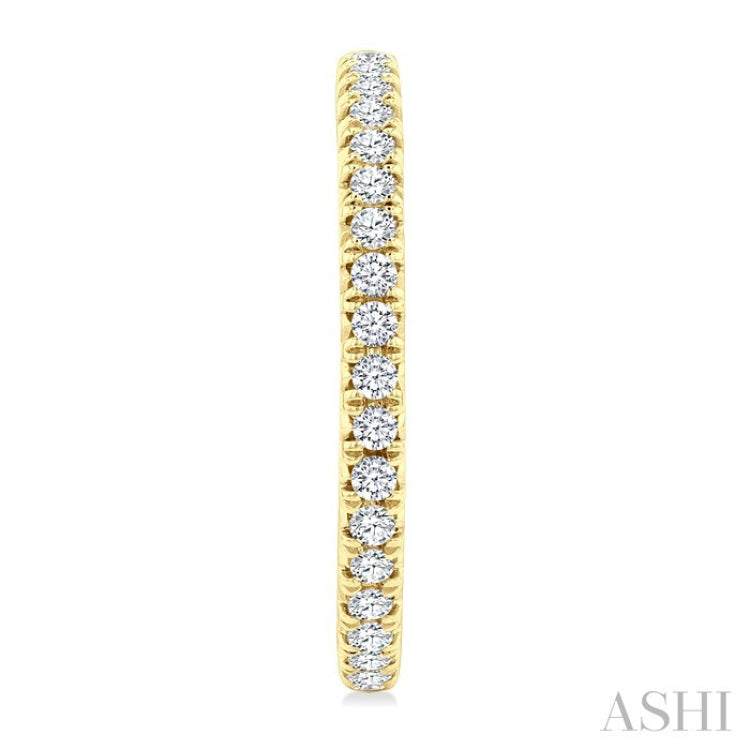 1 Ctw French Pave Set Round Cut Diamond Fashion Half Hoop Earrings in 14K Yellow Gold