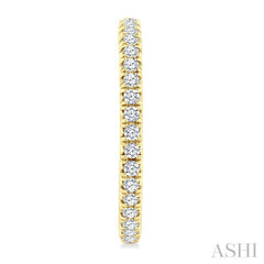 1 Ctw French Pave Set Round Cut Diamond Fashion Half Hoop Earrings in 14K Yellow Gold