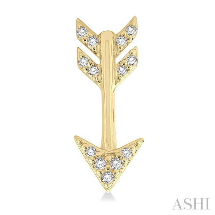1/10 Ctw Petite Arrow Round Cut Diamond Fashion Stud Earrings in 10K Yellow Gold