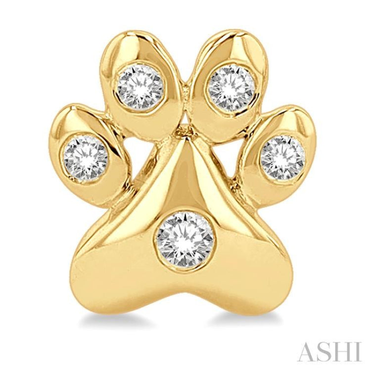 1/10 Ctw Petite Dog Paw Round Cut Diamond Fashion Stud Earrings in 10K Yellow Gold