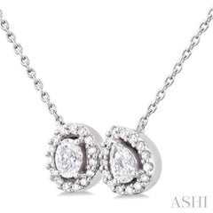 3/8 ctw Toi Et Moi Diamond Necklace in 14K White Gold