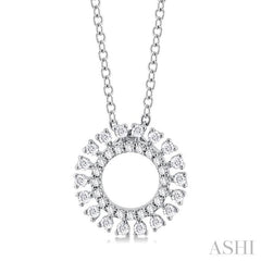 1/4 ctw Circle Round Cut Diamond Fashion Pendant With Chain in 10K White Gold