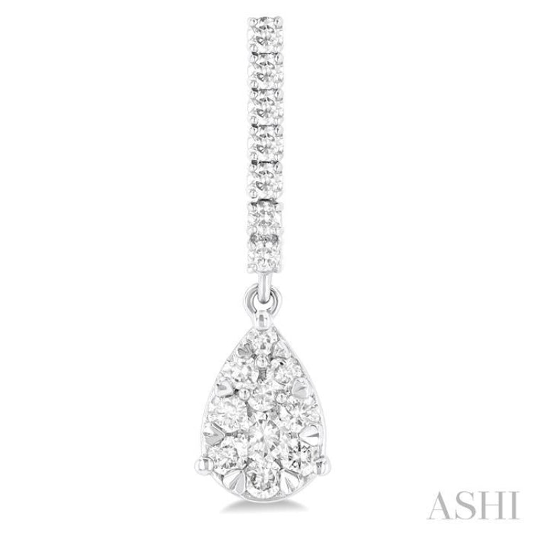 5/8 ctw Pear Drop Round Cut Diamond Earring in 14K White Gold