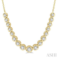 1 ctw Round Cut Diamond Illusion Necklace in 10K Yellow Gold