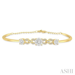 3/4 Ctw Round Cut Diamond Lovebright Bracelet in 14K Yellow & White Gold