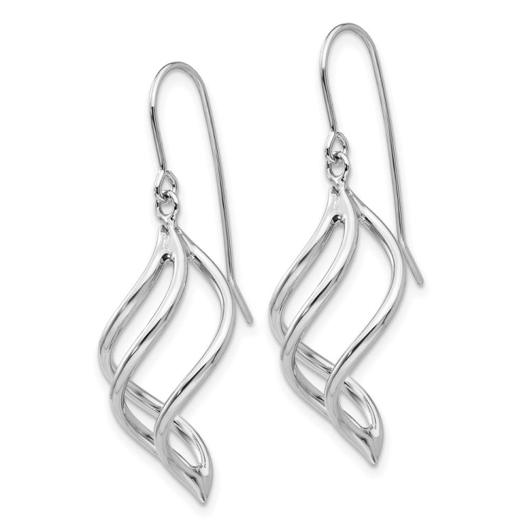 14K White Gold Swirl Dangle Earrings