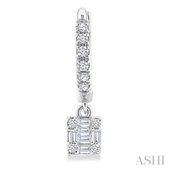 1/3 Ctw Petite Square Shape Fusion Diamond Fashion Huggies in 10K White Gold
