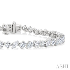 5 3/4 Ctw Mixed Shape Cut Diamond Fashion Bracelet in 14K White Gold