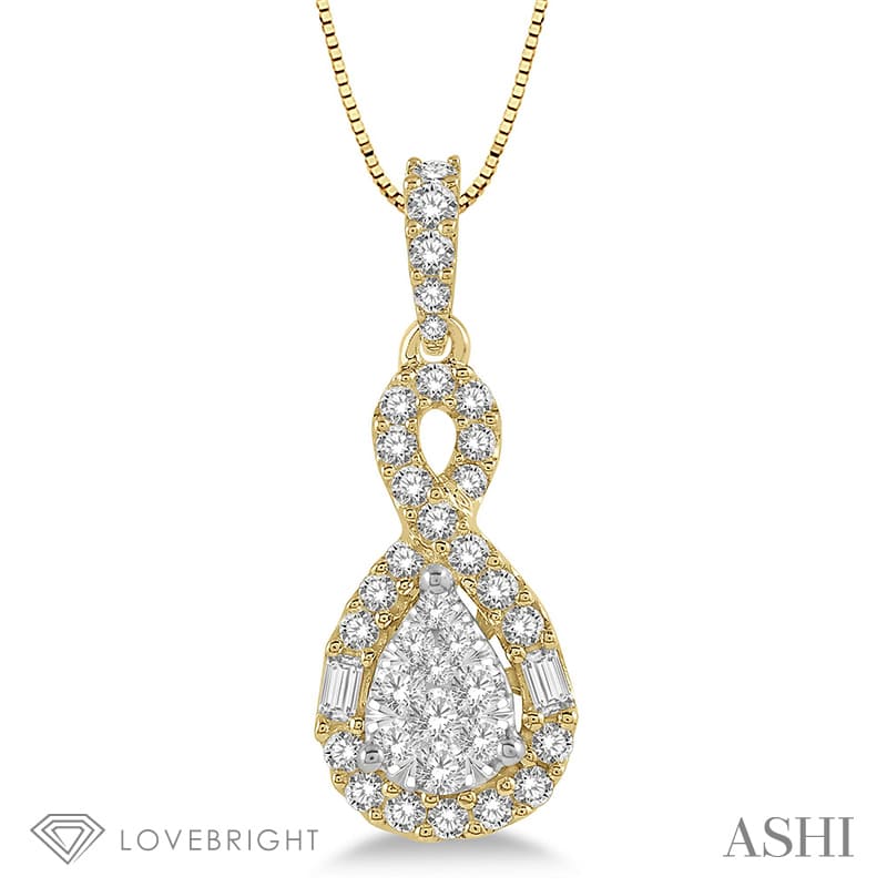 Pear Shape Halo Lovebright Diamond Pendant