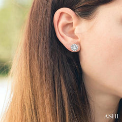 1 Ctw Round Cut Diamond Earrings Jacket in 14K White Gold