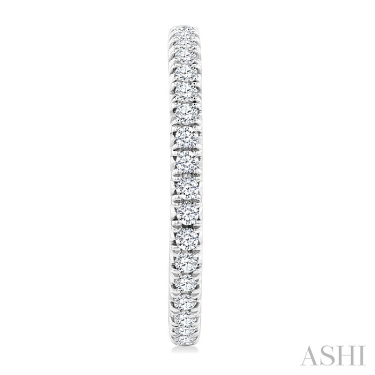1 Ctw French Pave Set Round Cut Diamond Fashion Half Hoop Earrings in 14K White Gold