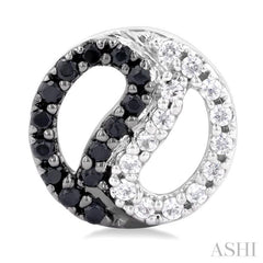 1/5 Ctw Petite Yin Yang Black & White Round Cut Diamond Fashion Stud Earrings in 10K White Gold