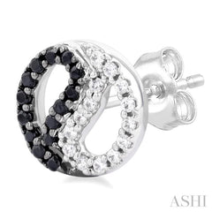 1/5 Ctw Petite Yin Yang Black & White Round Cut Diamond Fashion Stud Earrings in 10K White Gold
