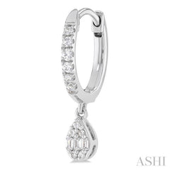 1/3 Ctw Petite Pear Shape Fusion Diamond Fashion Huggies in 10K White Gold