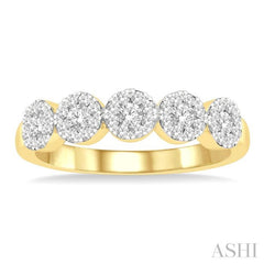 1/2 Ctw 5-Stone Lovebright Round Cut Diamond Ring in 14K Yellow & White Gold