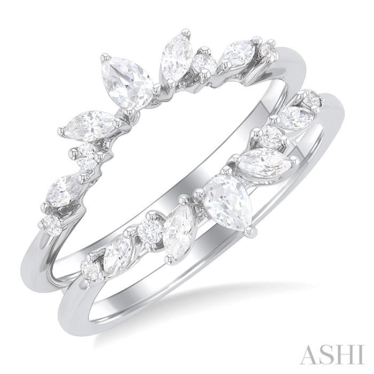 1/2 ctw Pear, Marquise and Round Cut Diamond Insert Ring in 14K White Gold