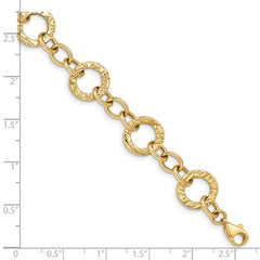 14k Polished and Textured Fancy Link Bracelet