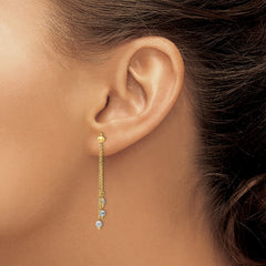 14K Two-tone Cable Chain Faceted Bead Earrings