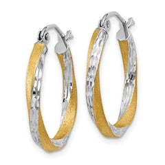 14k & Rhodium Diamond-cut 2.5mm Twisted Hoop Earrings