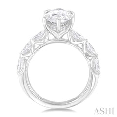 1.00 Ctw Marquise Shape Marquise and Round Cut Diamond Semi Mount Engagement Ring in 14K White Gold