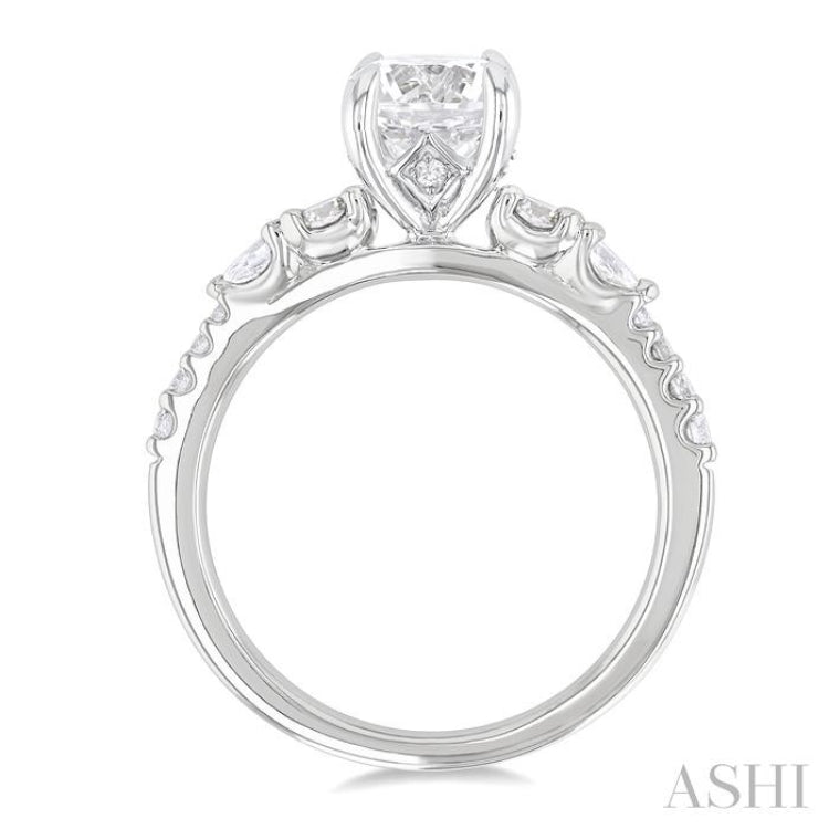 1/2 ctw Pear and Round Cut Diamond Semi-Mount Engagement Ring in 14K White Gold