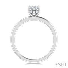 1/20 Ctw Oval Shape Round Cut Diamond Semi Mount Engagement Ring in 14K White Gold