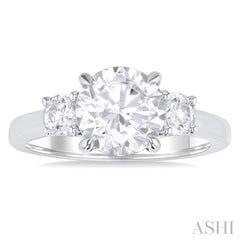 1/2 Ctw Tri-Mount Past, Present and Future Round Cut Diamond Semi Mount Engagement Ring in 14K White Gold