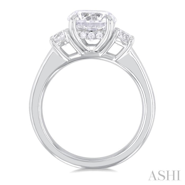 1/2 Ctw Tri-Mount Past, Present and Future Round Cut Diamond Semi Mount Engagement Ring in 14K White Gold