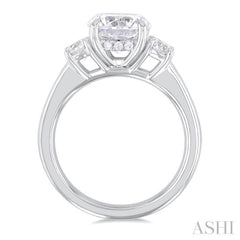 1/2 Ctw Tri-Mount Past, Present and Future Round Cut Diamond Semi Mount Engagement Ring in 14K White Gold