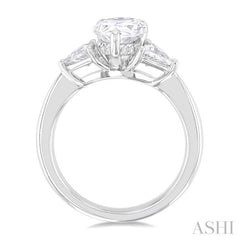 1/2 Ctw Pear Shape Trillion Cut & Round Cut Diamond Semi Mount Engagement Ring in 14K White Gold