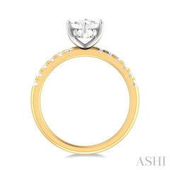 1/3 Ctw Marquise Shape Round Cut Diamond Semi Mount Engagement Ring in 14K Yellow and White Gold