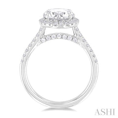 1/2 Ctw Circular Shape Round Cut Diamond Halo Semi Mount Engagement Ring in 14K White Gold