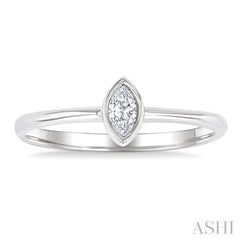 1/6 Ctw Petite Bezel Set Marquise Cut Diamond Fashion Ring in 10K White Gold