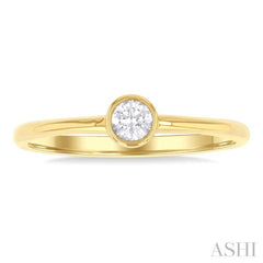 1/6 Ctw Petite Bezel Set Round Cut Diamond Fashion Ring in 10K Yellow Gold