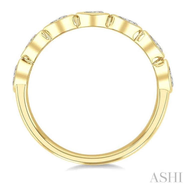 3/4 Ctw East-West Set Pear Cut Bezel Diamond Stackable Fashion Band in 14K Yellow Gold