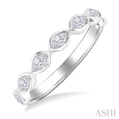 3/4 Ctw East-West Set Marquise Cut Bezel Diamond Stackable Fashion Band in 14K White Gold