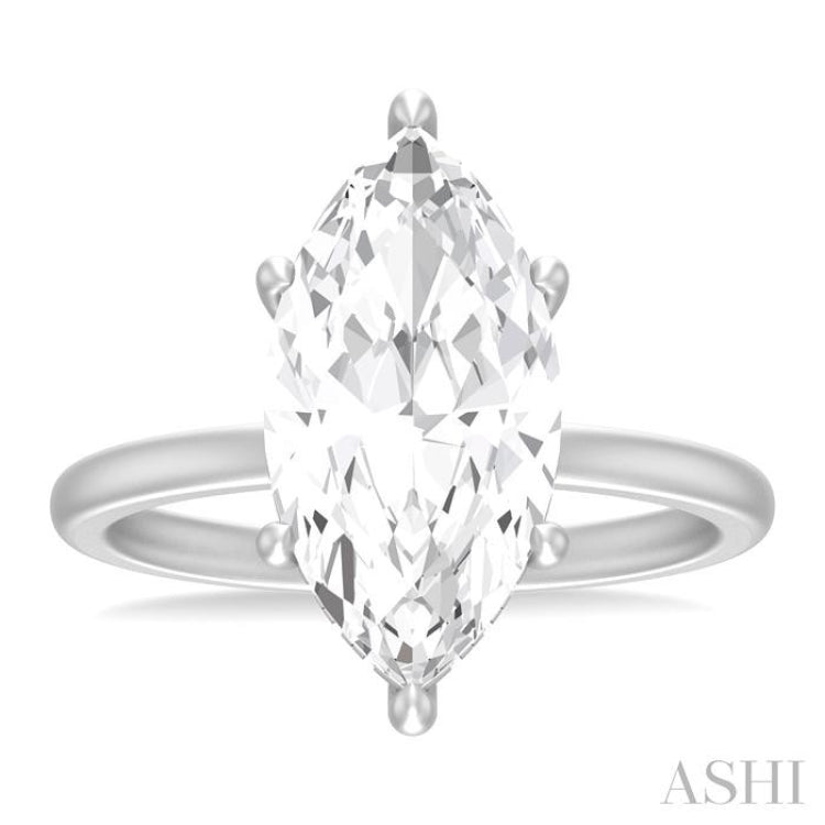 1/10 Ctw Marquise Shape Round Cut Diamond Semi Mount Engagement Ring in 14K White Gold