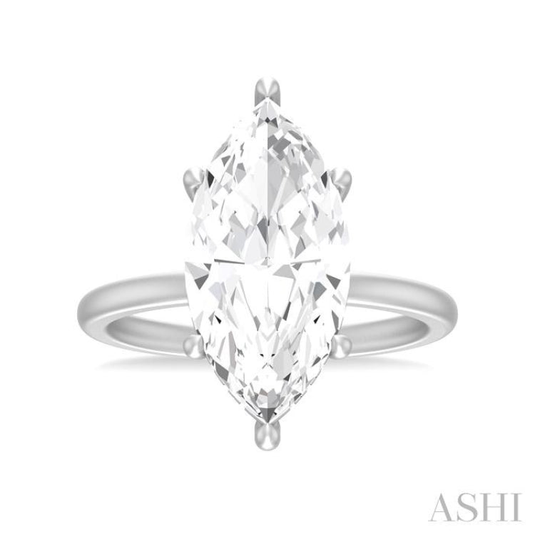 1/8 Ctw Marquise Shape Round Cut Diamond Semi Mount Engagement Ring in 14K White Gold