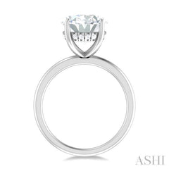 1/8 Ctw Oval Shape Round Cut Diamond Semi Mount Engagement Ring in 14K White Gold