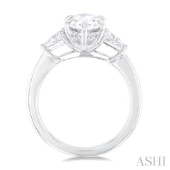 1.00 Ctw Marquise Shape Trillion and Round Cut Diamond Semi Mount Engagement Ring in 14K White Gold