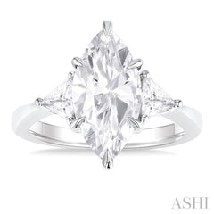 1.00 Ctw Marquise Shape Trillion and Round Cut Diamond Semi Mount Engagement Ring in 14K White Gold