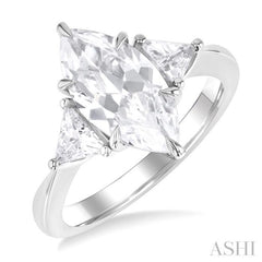 1/2 Ctw Marquise Shape Trillion and Round Cut Diamond Semi Mount Engagement Ring in 14K White Gold