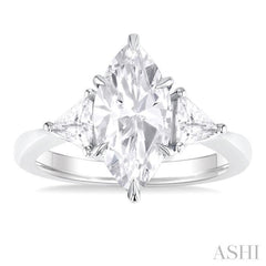 1/2 Ctw Marquise Shape Trillion and Round Cut Diamond Semi Mount Engagement Ring in 14K White Gold