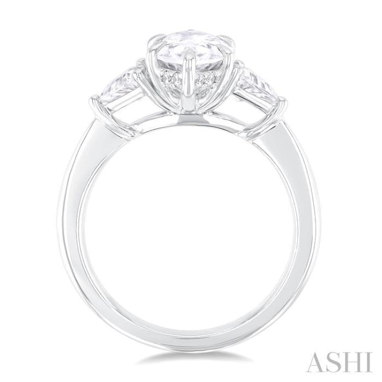 1/2 Ctw Marquise Shape Trillion and Round Cut Diamond Semi Mount Engagement Ring in 14K White Gold